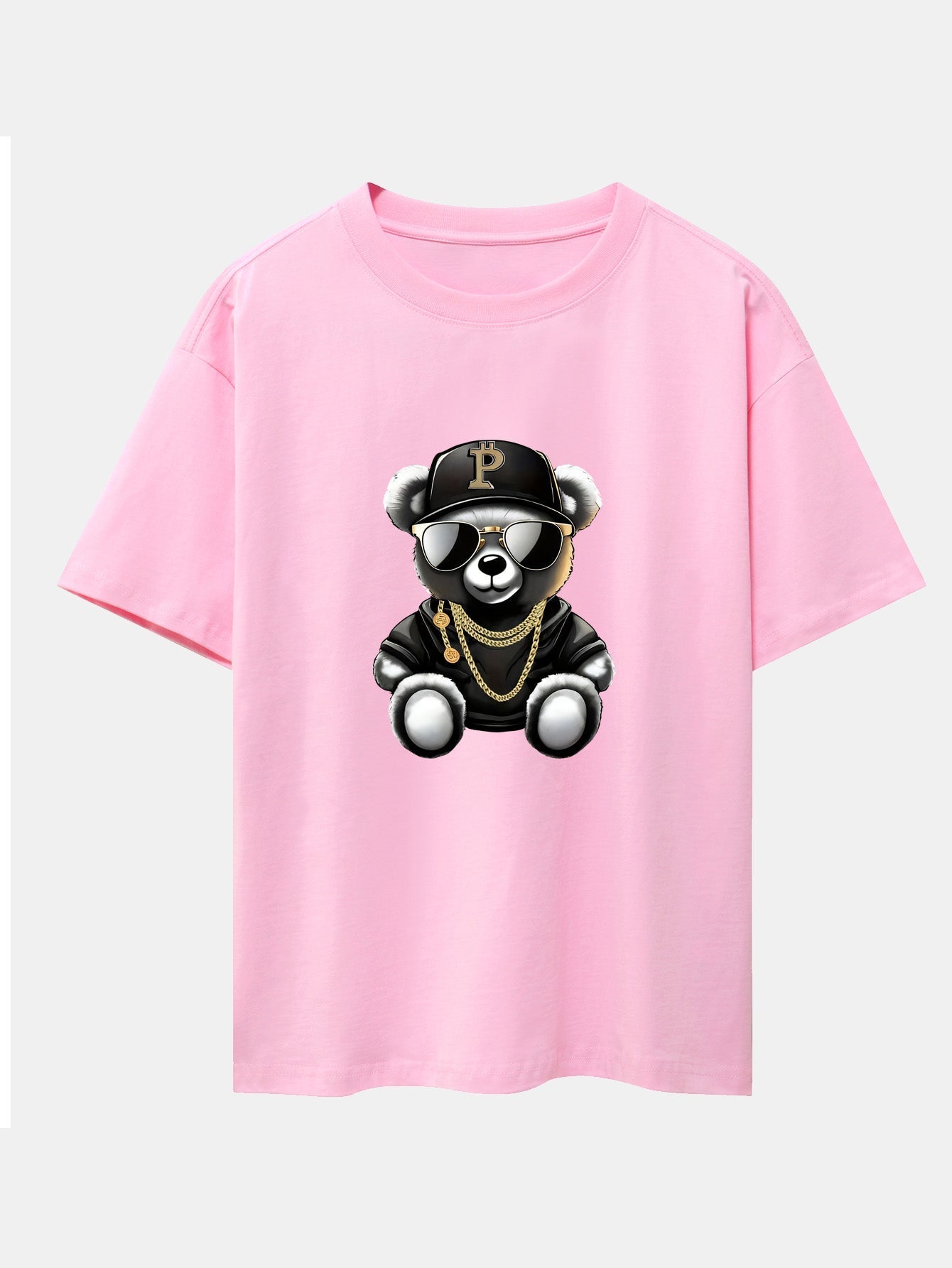 Miqueas® | Hip Hop Bear Print Drop Shoulder Oversize T-Shirt