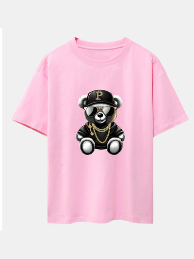 Miqueas® | Hip Hop Bear Print Drop Shoulder Oversize T-Shirt