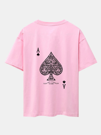 Ahab® | Ace Of Spades Print Drop Shoulder Oversize T-Shirt
