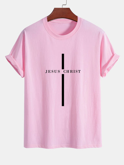 Odón® | Jesus Christ Stripe Print Cotton T-Shirt