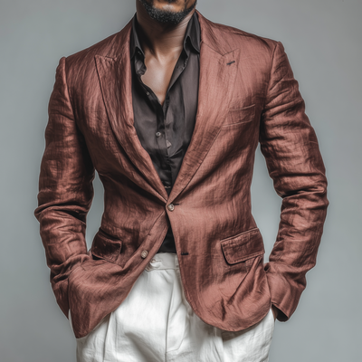 Arthur | Men'S Casual Solid Color Tencel Blended Peak Lapel Single Breasted Slim Fit Blazer