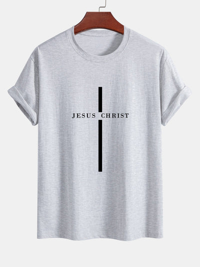 Odón® | Jesus Christ Stripe Print Cotton T-Shirt