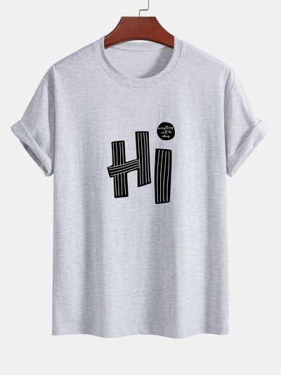 Mercurio® | Hi Slogan Lines Print Cotton T-Shirt