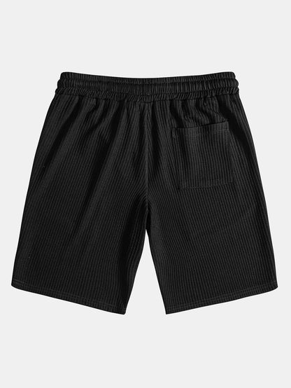 Arnaldo® | Muscle Fit Ribbed Deep Cuban Shirt & Drawstring Ribbed Shorts