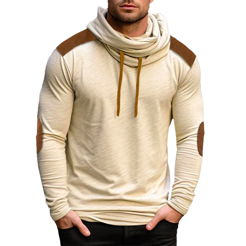 Men's Casal Color Block Pile Collar Long Sleeve T-Shirt