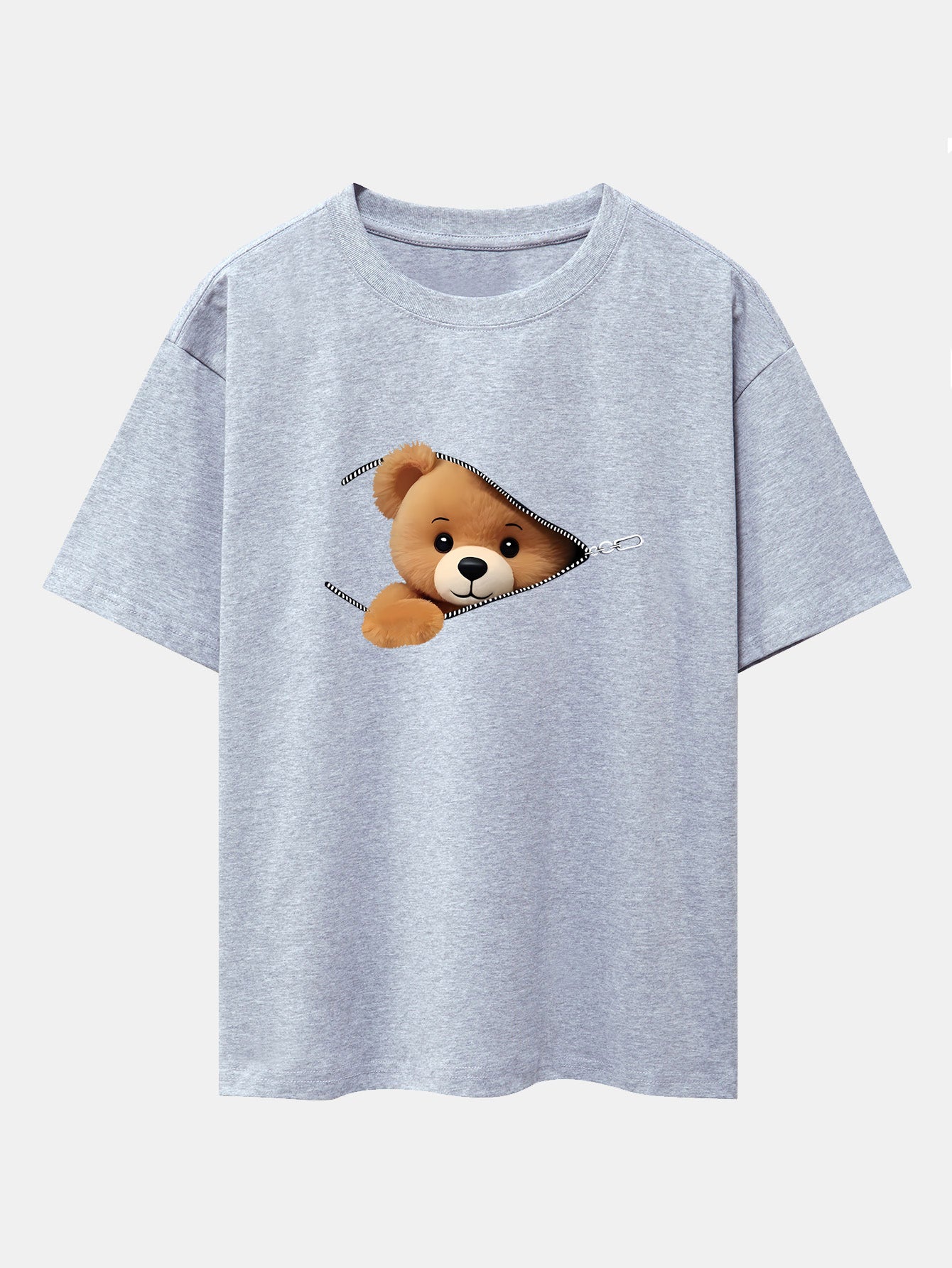 Gumersindo® | Zipper Bear Print Drop Shoulder Oversize T-Shirt