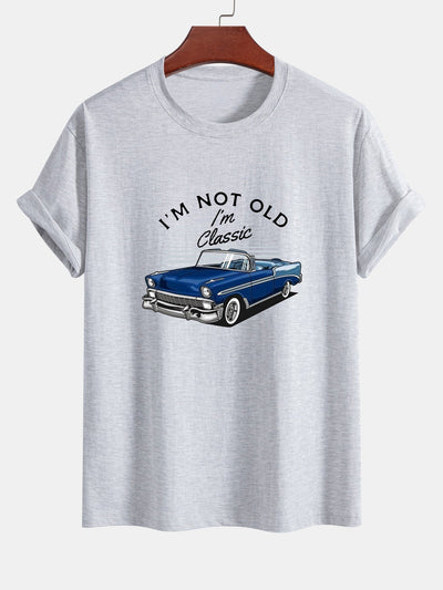 Mencio® | Car Slogan Print Cotton T-Shirt
