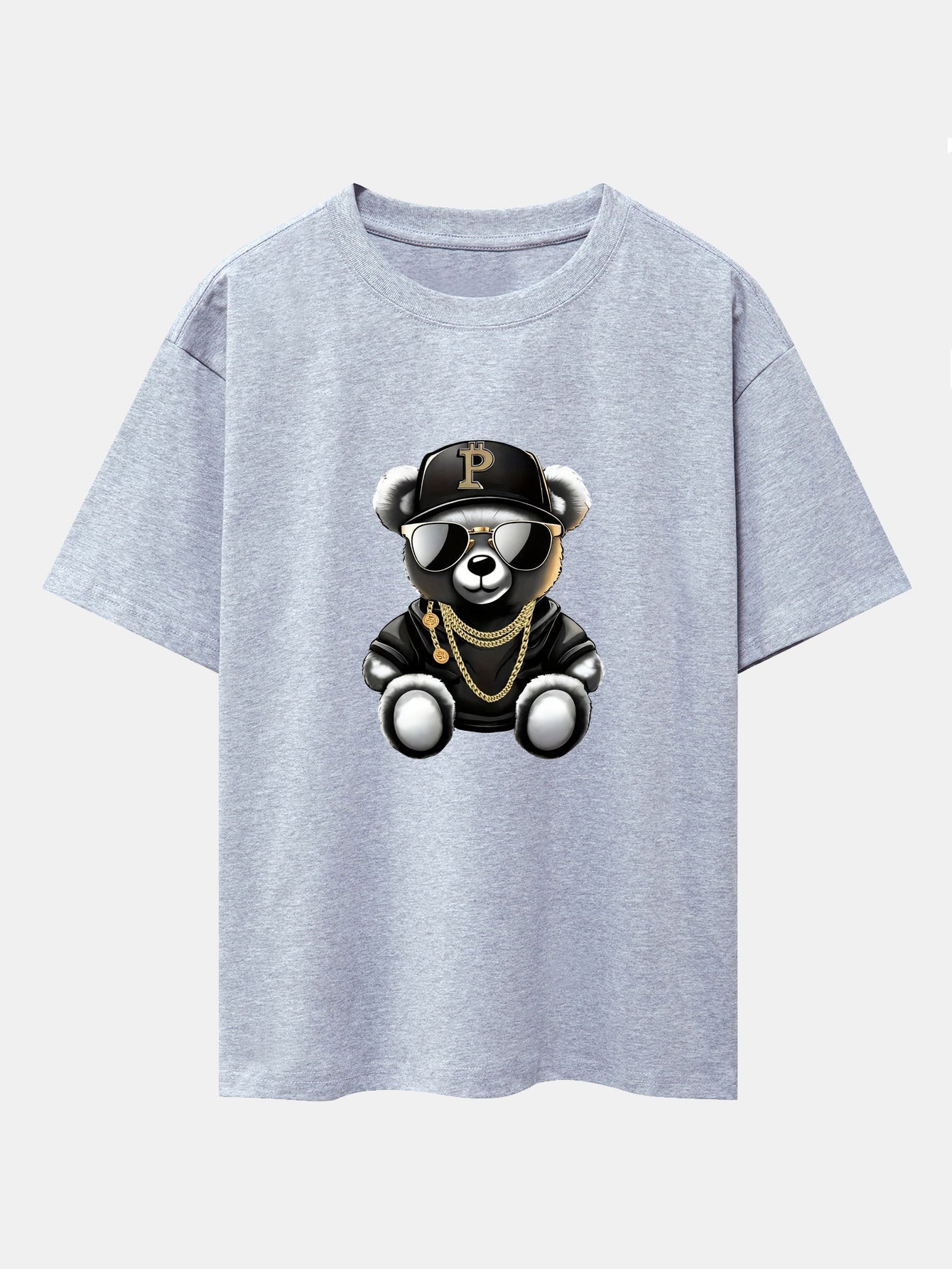 Miqueas® | Hip Hop Bear Print Drop Shoulder Oversize T-Shirt