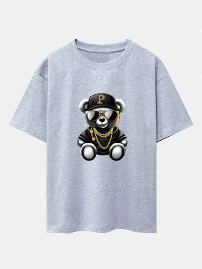 Miqueas® | Hip Hop Bear Print Drop Shoulder Oversize T-Shirt