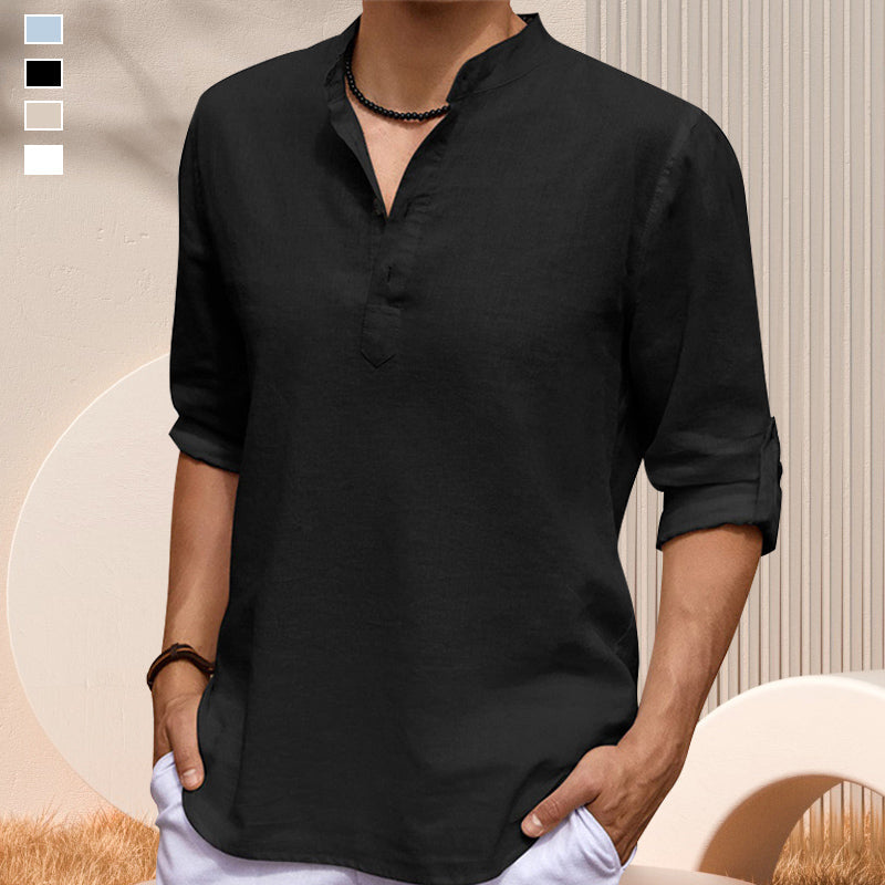 Jourdain® | Casual Solid Color Long-Sleeved Shirt With Stand-Up Collar