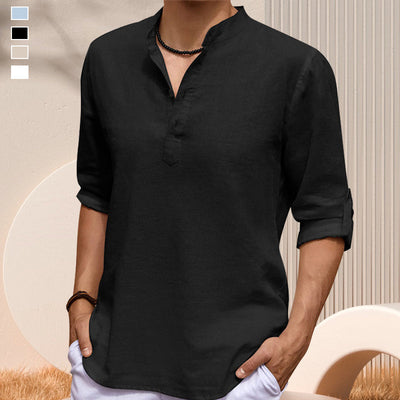 Jourdain® | Casual Solid Color Long-Sleeved Shirt With Stand-Up Collar
