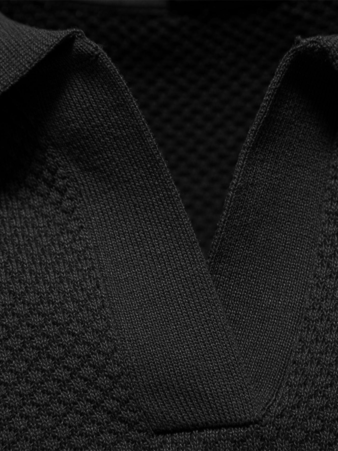 Jayden | Pineapple Texture Knit V Neck Polo Shirt