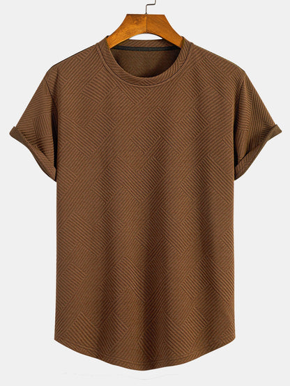Zacarías® | Short Sleeve Stripe Jacquard Arc Hem T-Shirt