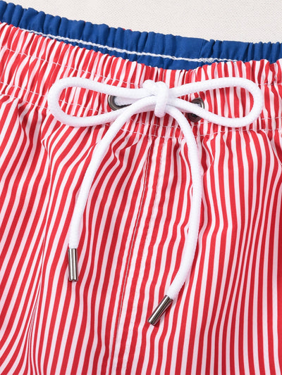 Adolphus® | 3 Pieces Vertical Striped Drawstring Swim Shorts