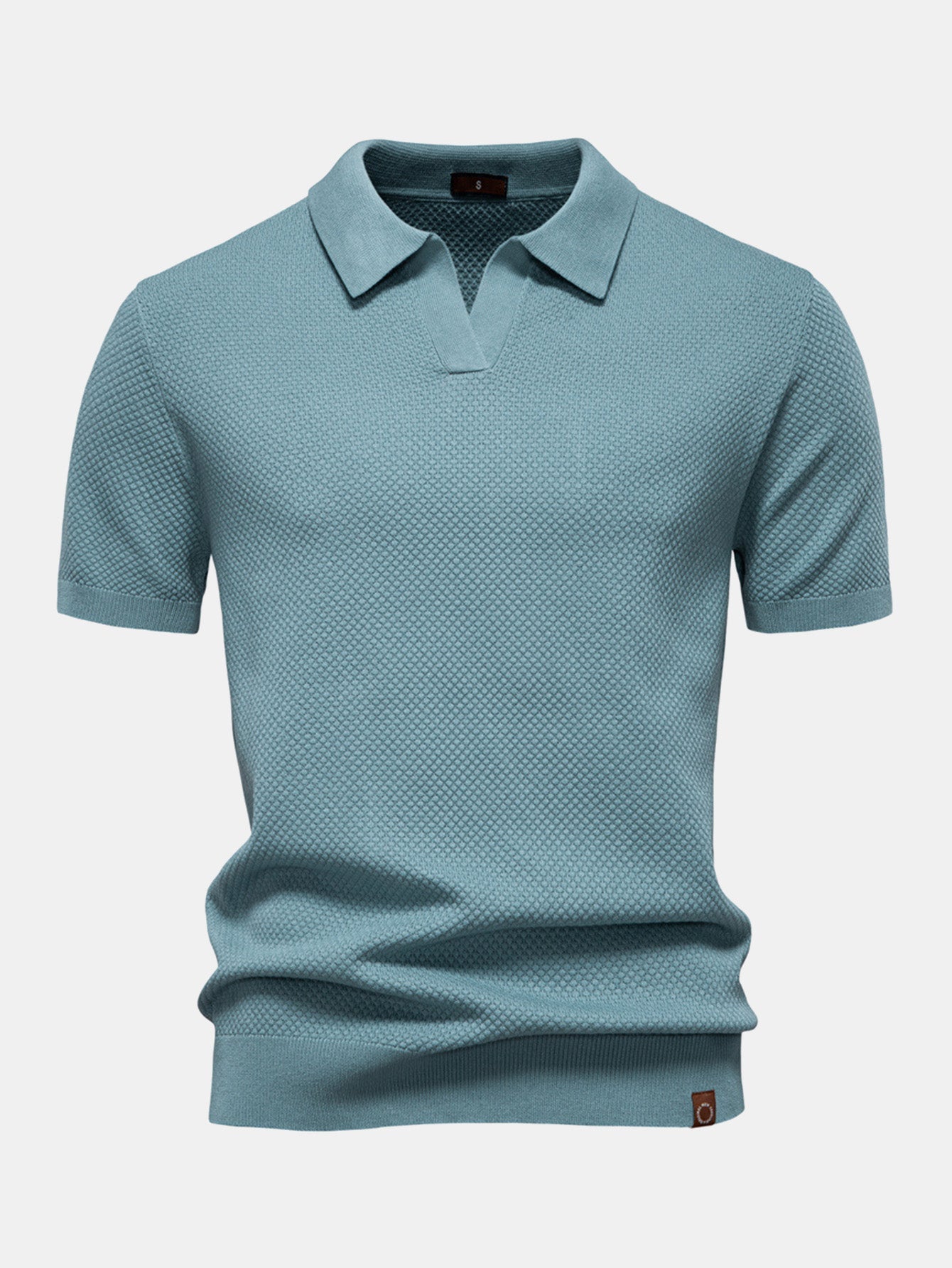 Elton® | Pineapple Texture Knit V Neck Polo