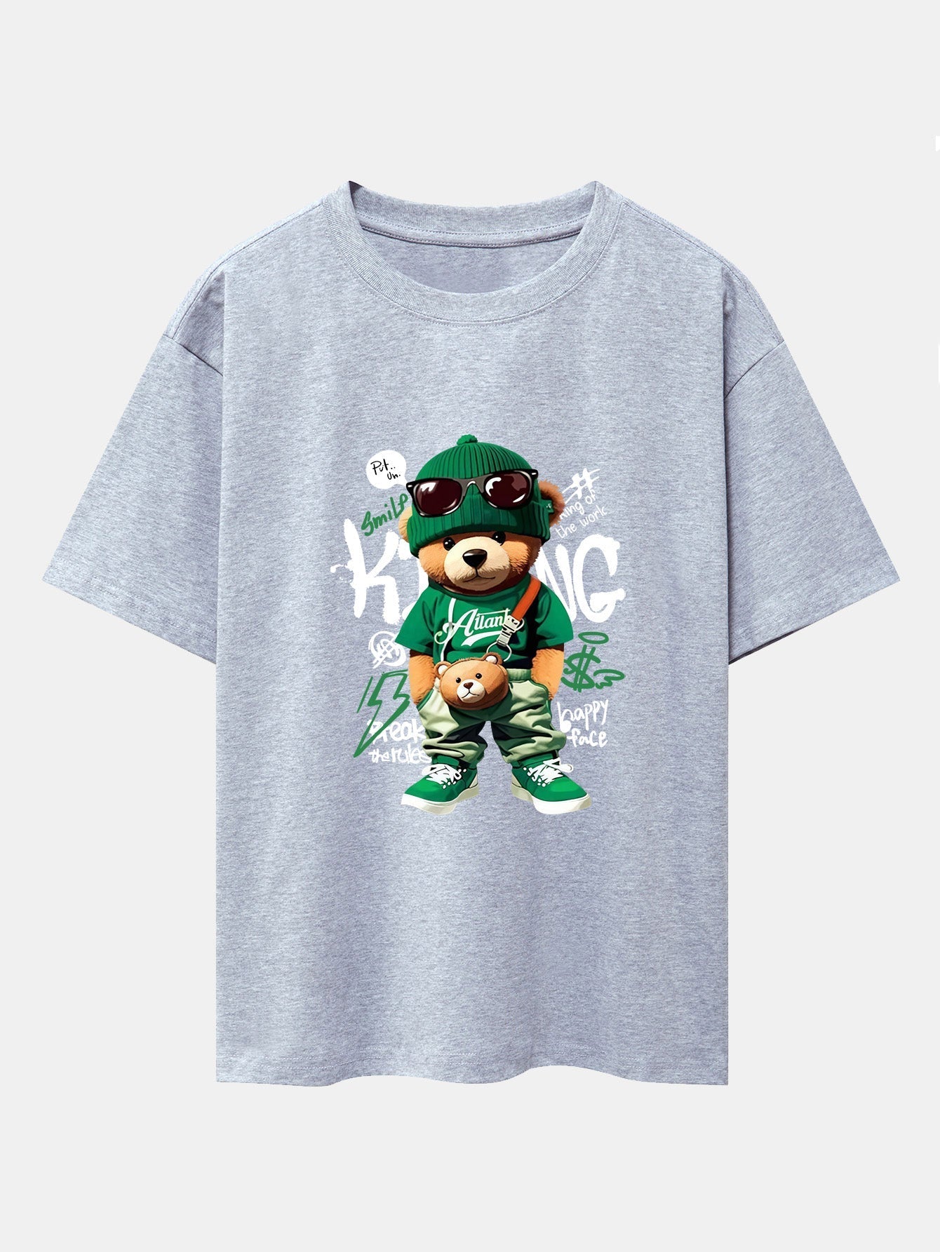 Micaías® | Graffiti Bear Print Drop Shoulder Oversize T-Shirt