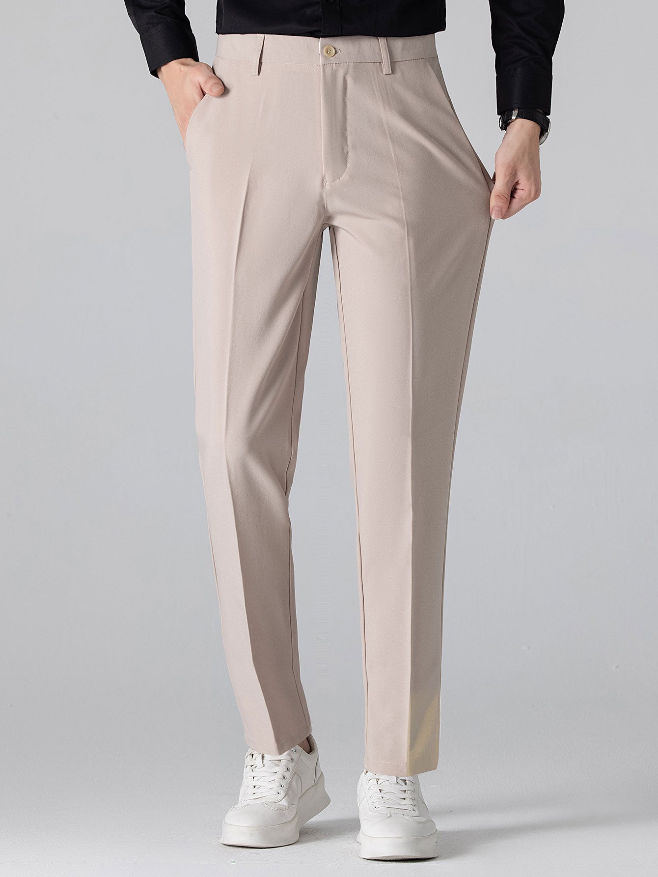 hola STRIPED LONG SLEEVE BUTTON-DOWN SHIRT & SLIM FIT WIDE LEG PANTS