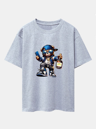Melquíades® | Hip Hop Bear Print Drop Shoulder Oversize T-Shirt
