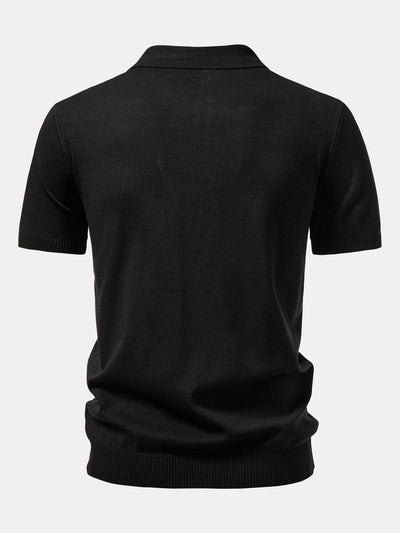 Elijah | Twist Jacquard Knitted Zipper Polo Shirt