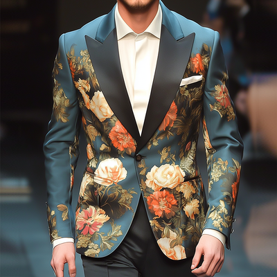 Alex | Men'S Retro Large Flower Printed Single Breasted Casual Blazer