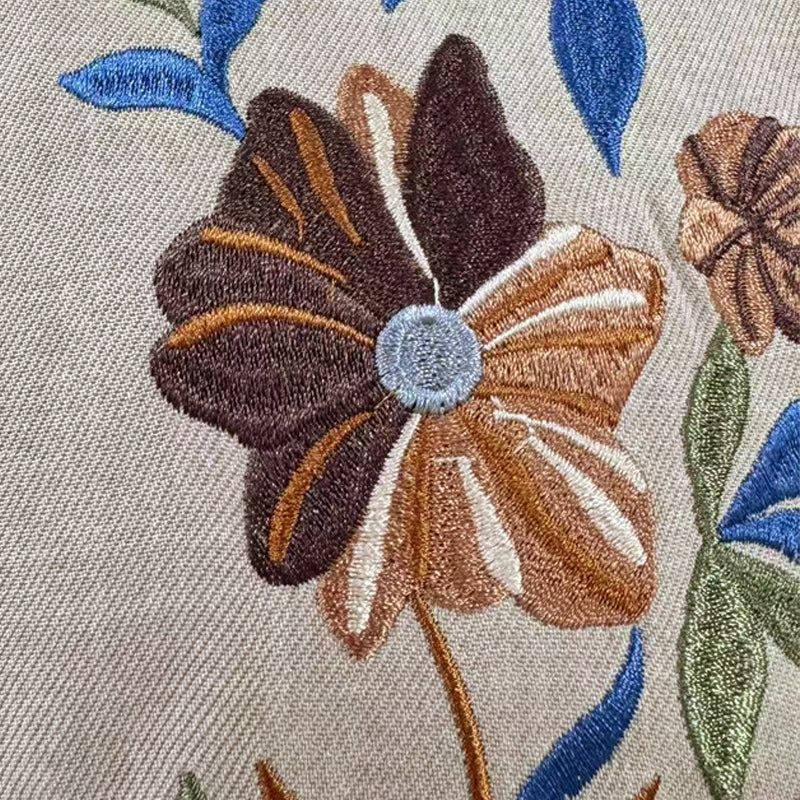 Men's Casal Linen Embroidered Lapel Single Breasted Short Sleeve ShirtM