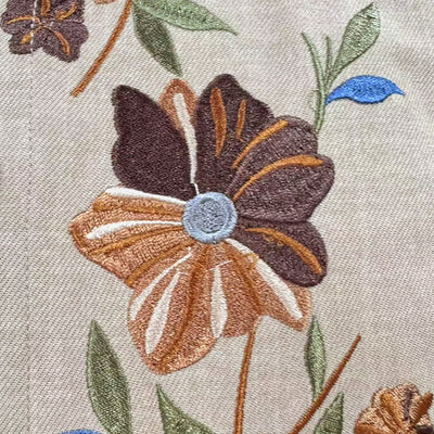 Men's Casal Linen Embroidered Lapel Single Breasted Short Sleeve ShirtM