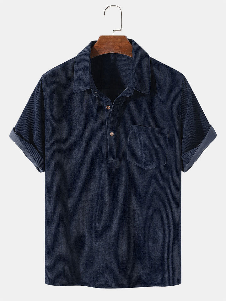 Kevin® | Corduroy Solid Short Sleeve Basic Shirts