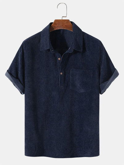 Kevin® | Corduroy Solid Short Sleeve Basic Shirts