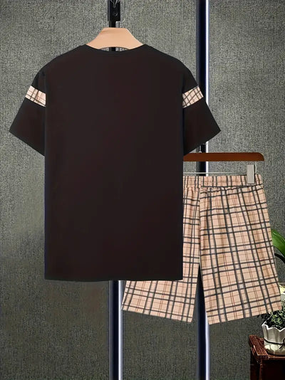 Yago® | Men'S Checked Pattern Outfit Set For Summer Vacation