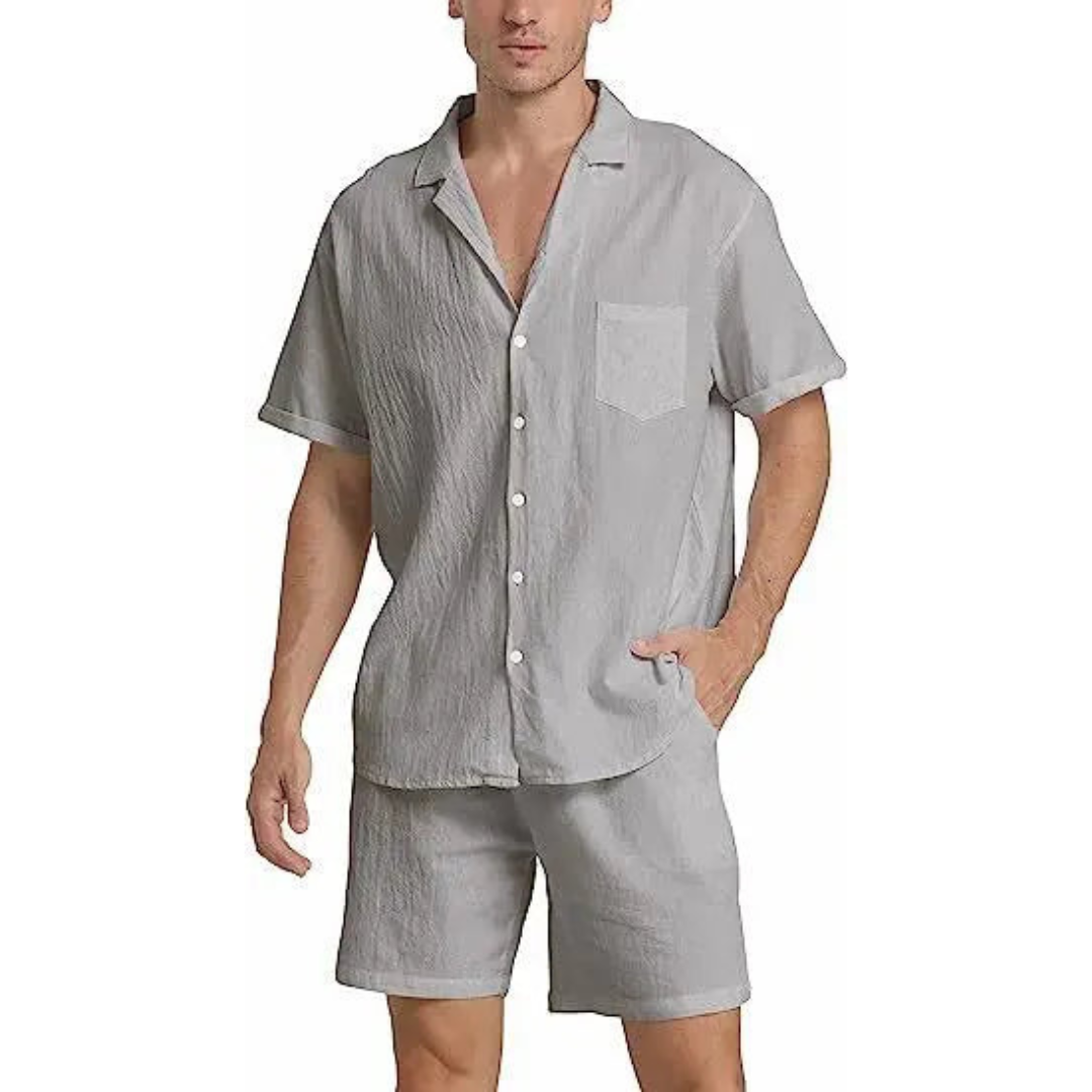 Virgil® | Button-Down Shirt And Shorts Set For Men