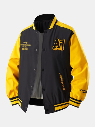 Eliseo® | Relax Fit Contrast Embroidery Baseball Jacket