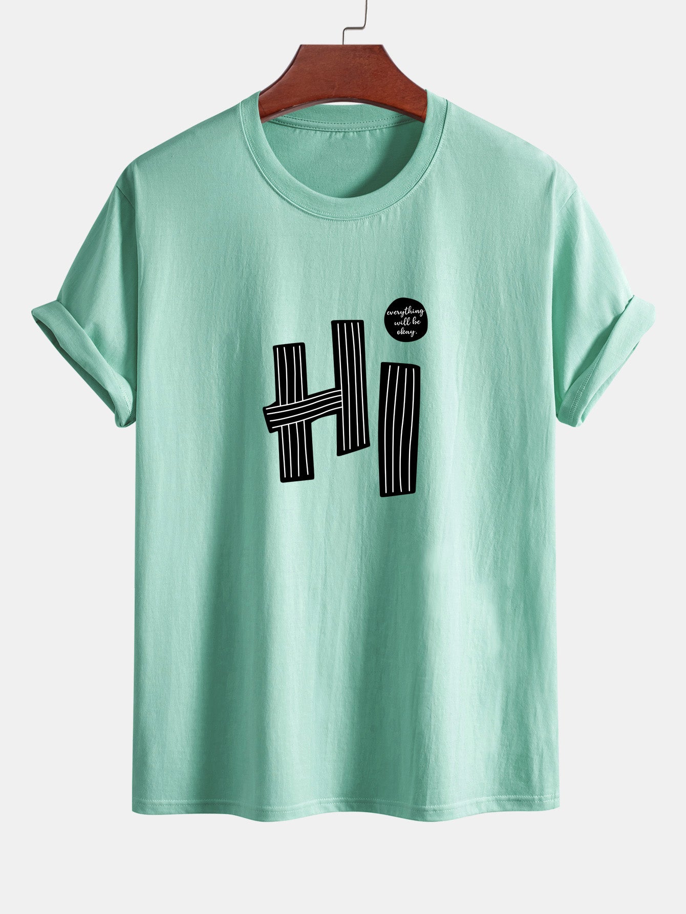 Mercurio® | Hi Slogan Lines Print Cotton T-Shirt