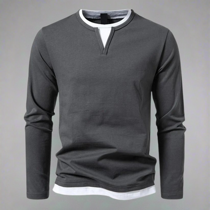 Adrián® | Long Sleeve V-Neck T-Shirt, Modern Style