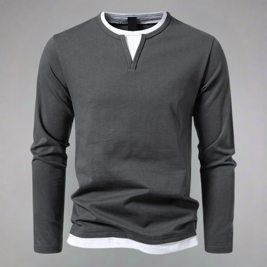 Adrián® | Long Sleeve V-Neck T-Shirt, Modern Style
