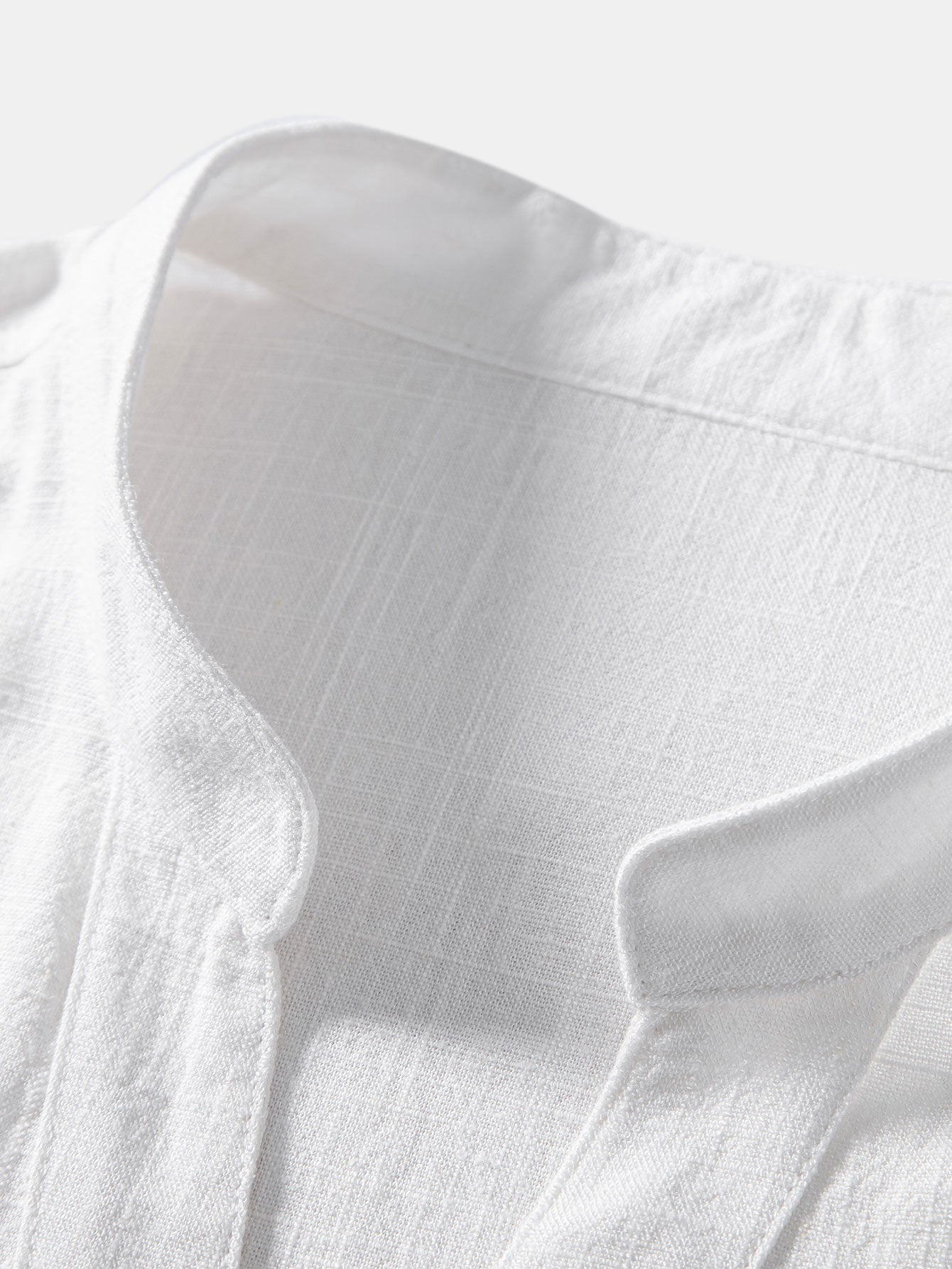 Akihiko® | Short Sleeve Linen Rayon Blend Stand Collar Shirt