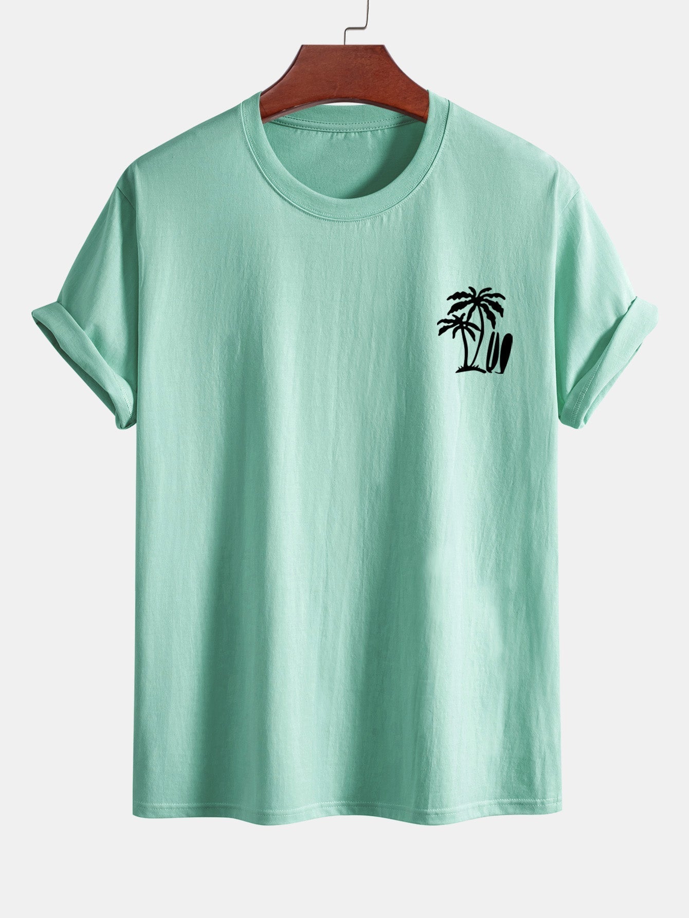 Darío® | Palm Tree Surfboard Print Cotton T-Shirt