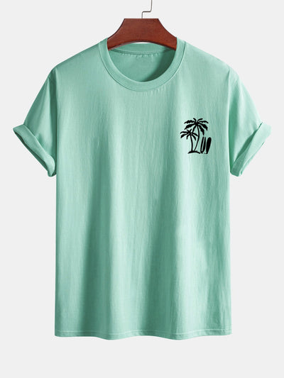 Darío® | Palm Tree Surfboard Print Cotton T-Shirt