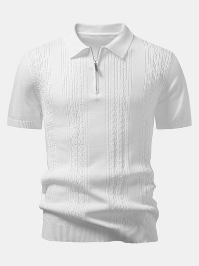 Elijah | Twist Jacquard Knitted Zipper Polo Shirt