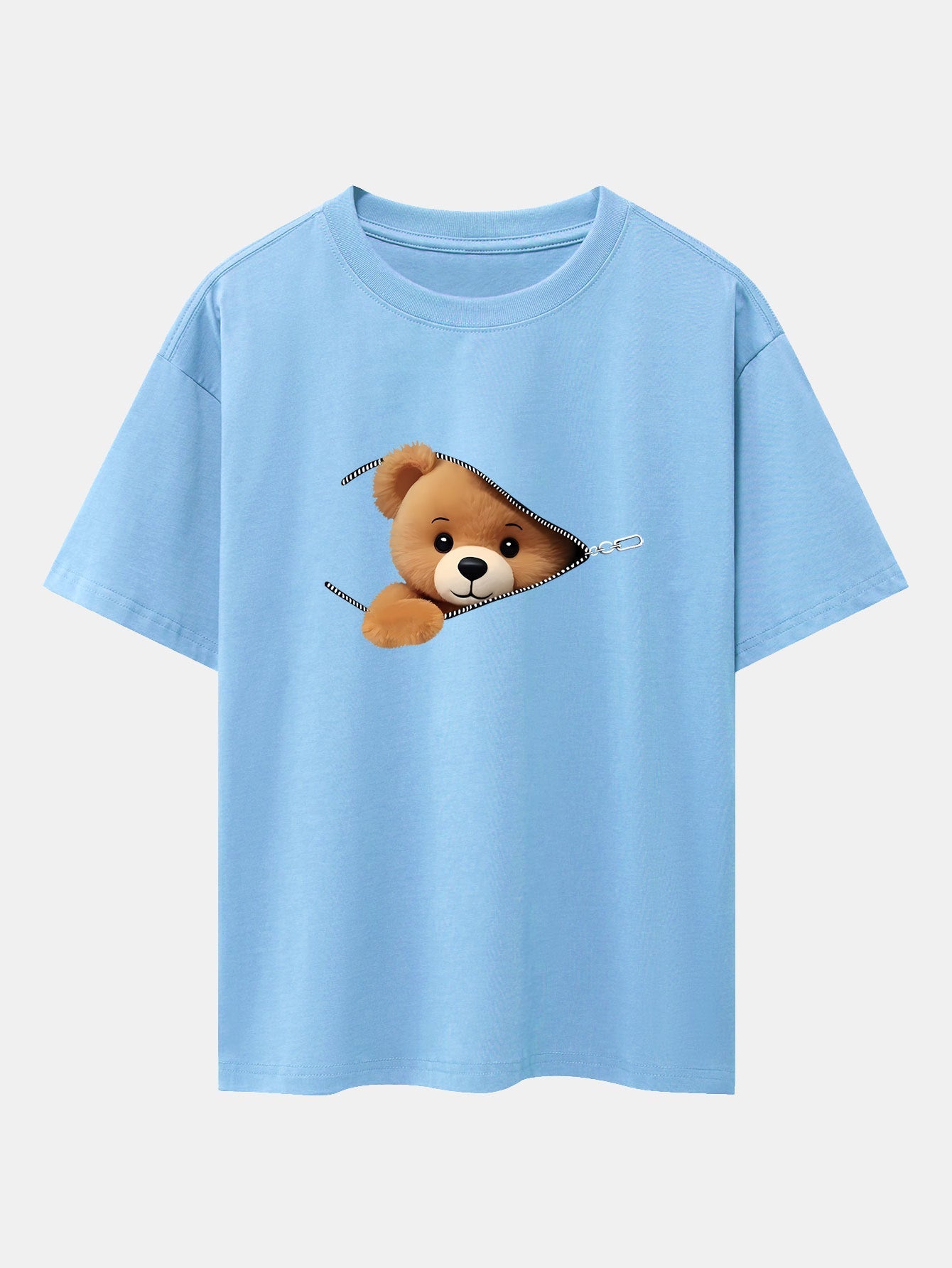 Gumersindo® | Zipper Bear Print Drop Shoulder Oversize T-Shirt