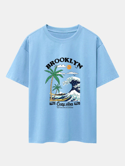 Alair® | Beach Waves Print Drop Shoulder Oversize T-Shirt