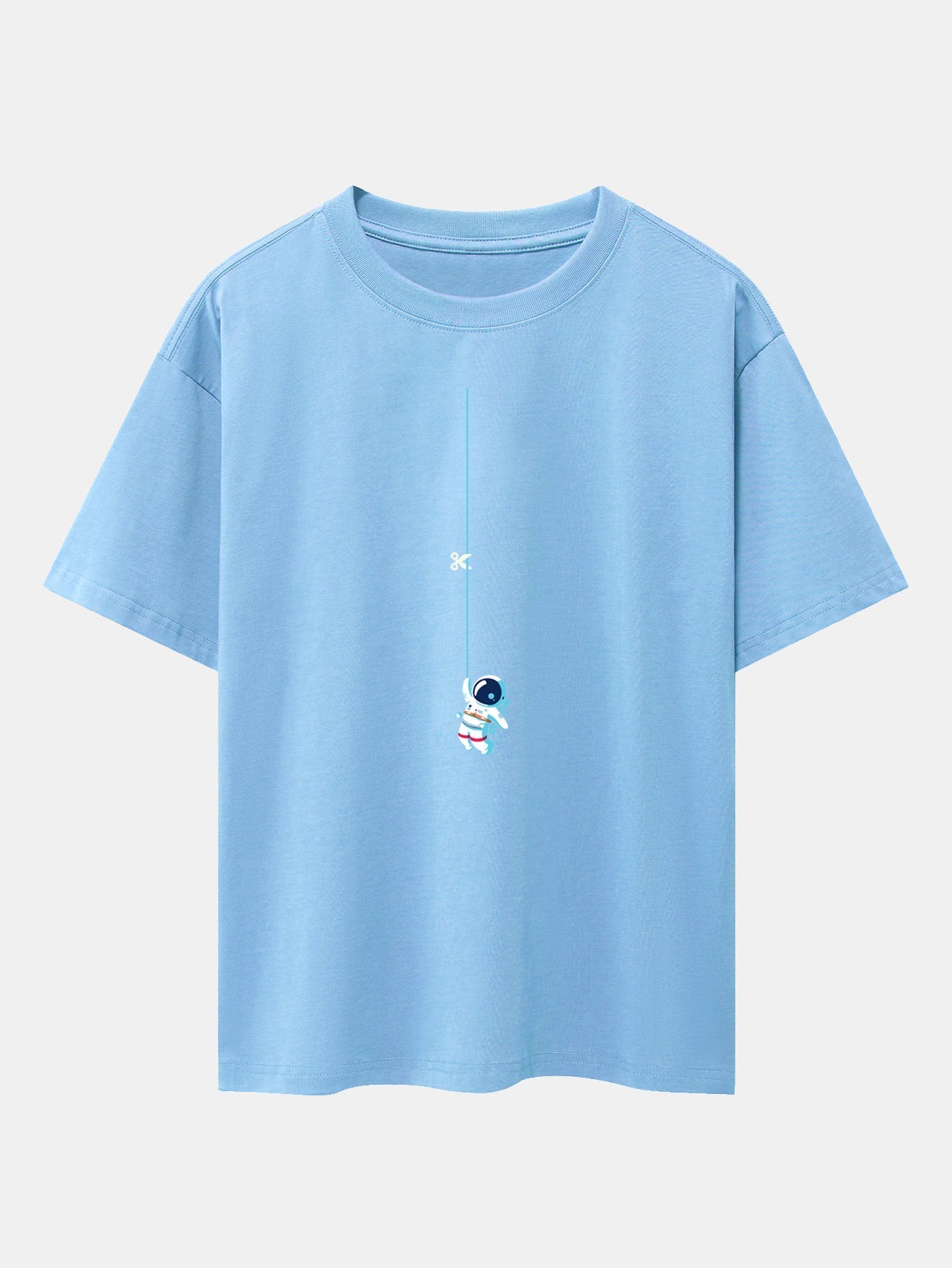 Lino® | Astronaut On A Rope Print Drop Shoulder Oversize T-Shirt