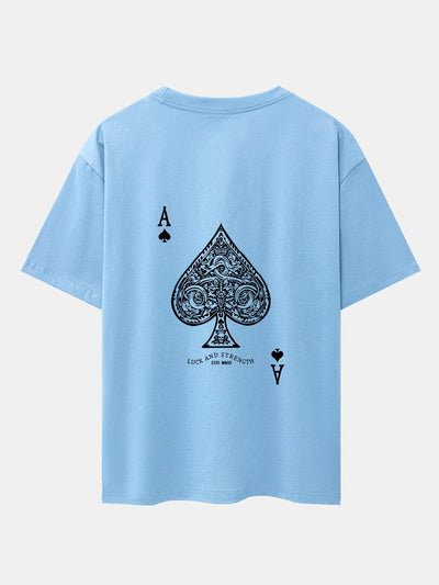 Ahab® | Ace Of Spades Print Drop Shoulder Oversize T-Shirt