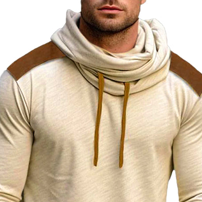 Men's Casal Color Block Pile Collar Long Sleeve T-Shirt