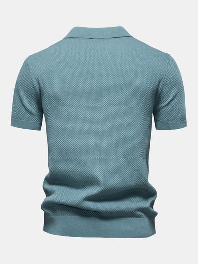 Elton® | Pineapple Texture Knit V Neck Polo