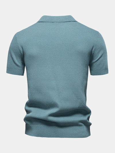Lincoln | Pineapple Texture Knit V Neck Polo