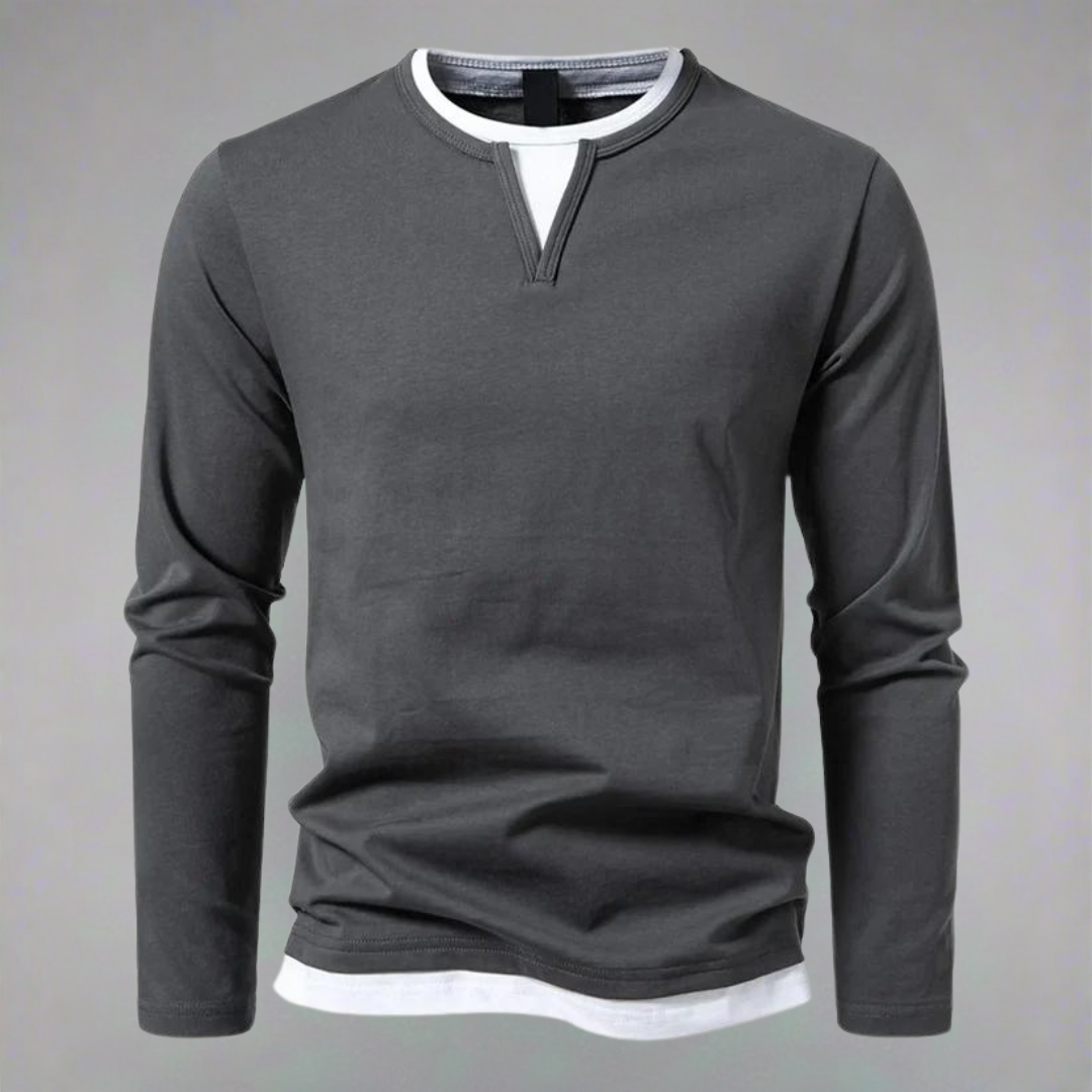 Adrián® | Long Sleeve V-Neck T-Shirt, Modern Style