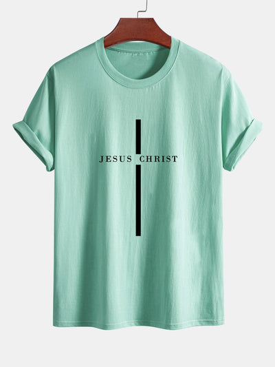Odón® | Jesus Christ Stripe Print Cotton T-Shirt