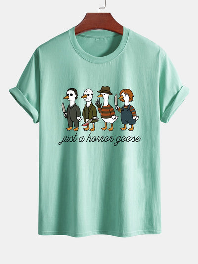 Jaber® | Regular Fit Halloween Horror Goose Print Cotton T-Shirt