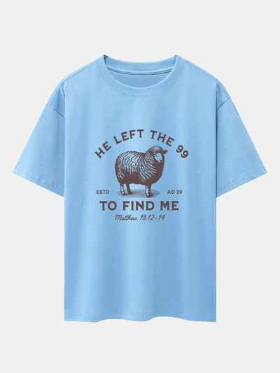 Jayden® | The Lost Lamb Print Drop Shoulder Oversize T-Shirt