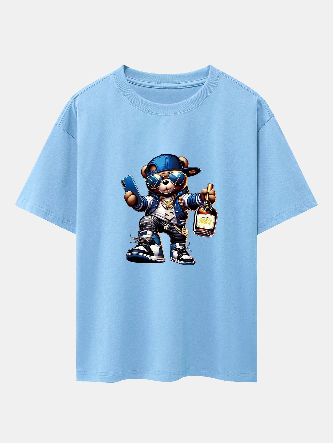 Melquíades® | Hip Hop Bear Print Drop Shoulder Oversize T-Shirt